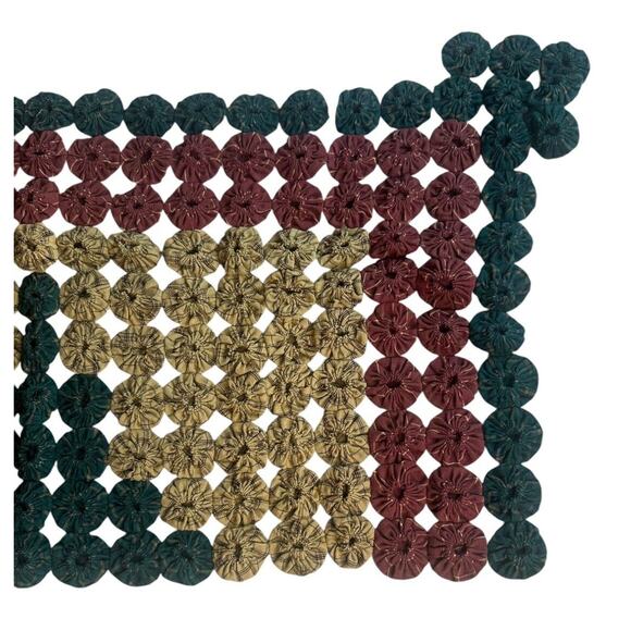 Yo Yo Table Topper Christmas Tree Plaid Partially Complete w/Fabric and Pattern - Picture 5 of 10